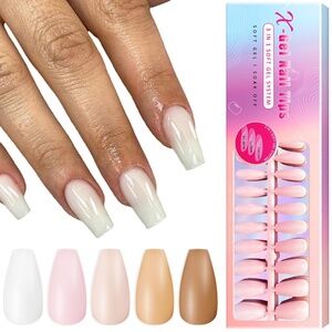 300 Pieces GelX Long Coffin Press On Nails